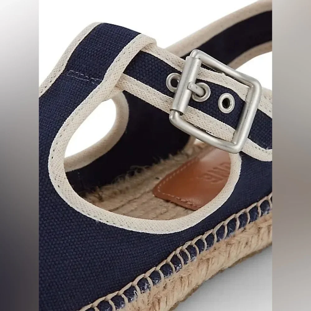 RE/DONE 70s T-Strap Canvas Espadrilles in Navy